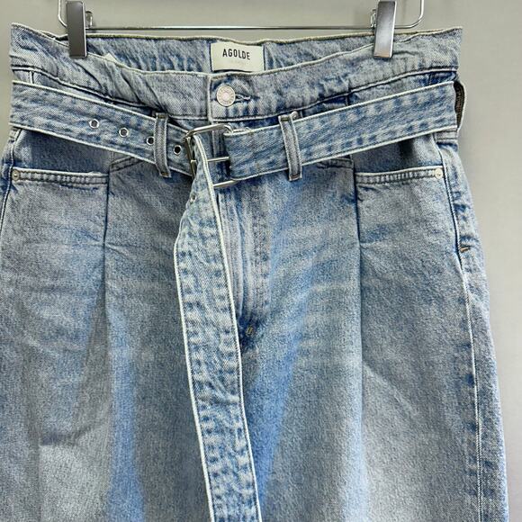 AGOLDE Reworked 90s Paperbag Jeans Straight Leg High Rise Belted Size 29 - Picture 13 of 16